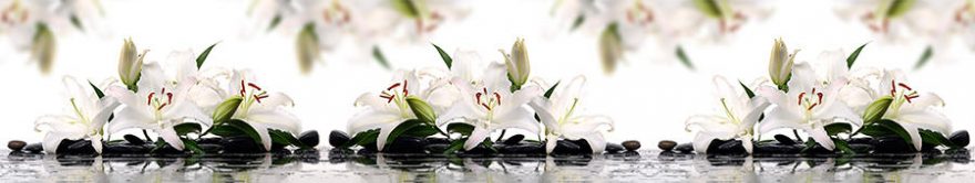 Изображение для стеклянного кухонного фартука, скинали: цветы, камни, лилии, fartux1319