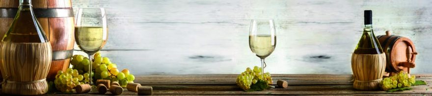 Изображение для стеклянного кухонного фартука, скинали: вино, бочка, виноград, бутылка, бокал, skinap155