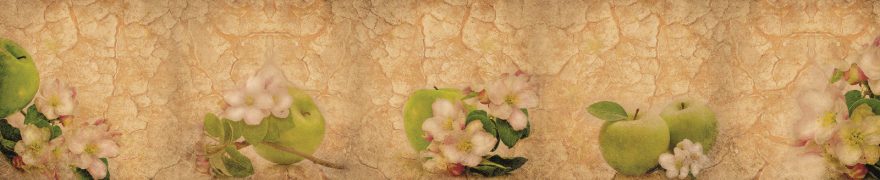 Изображение для стеклянного кухонного фартука, скинали: цветы, фрукты, текстура, яблоки, vintazh001